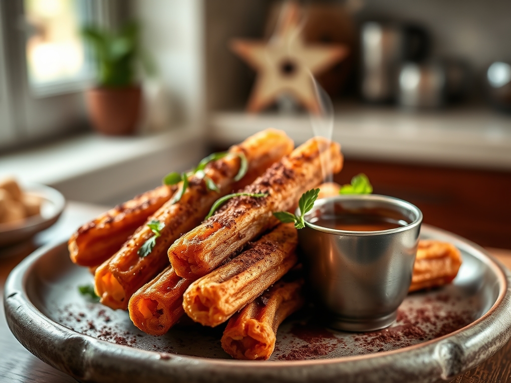 Churros con chocolate caliente